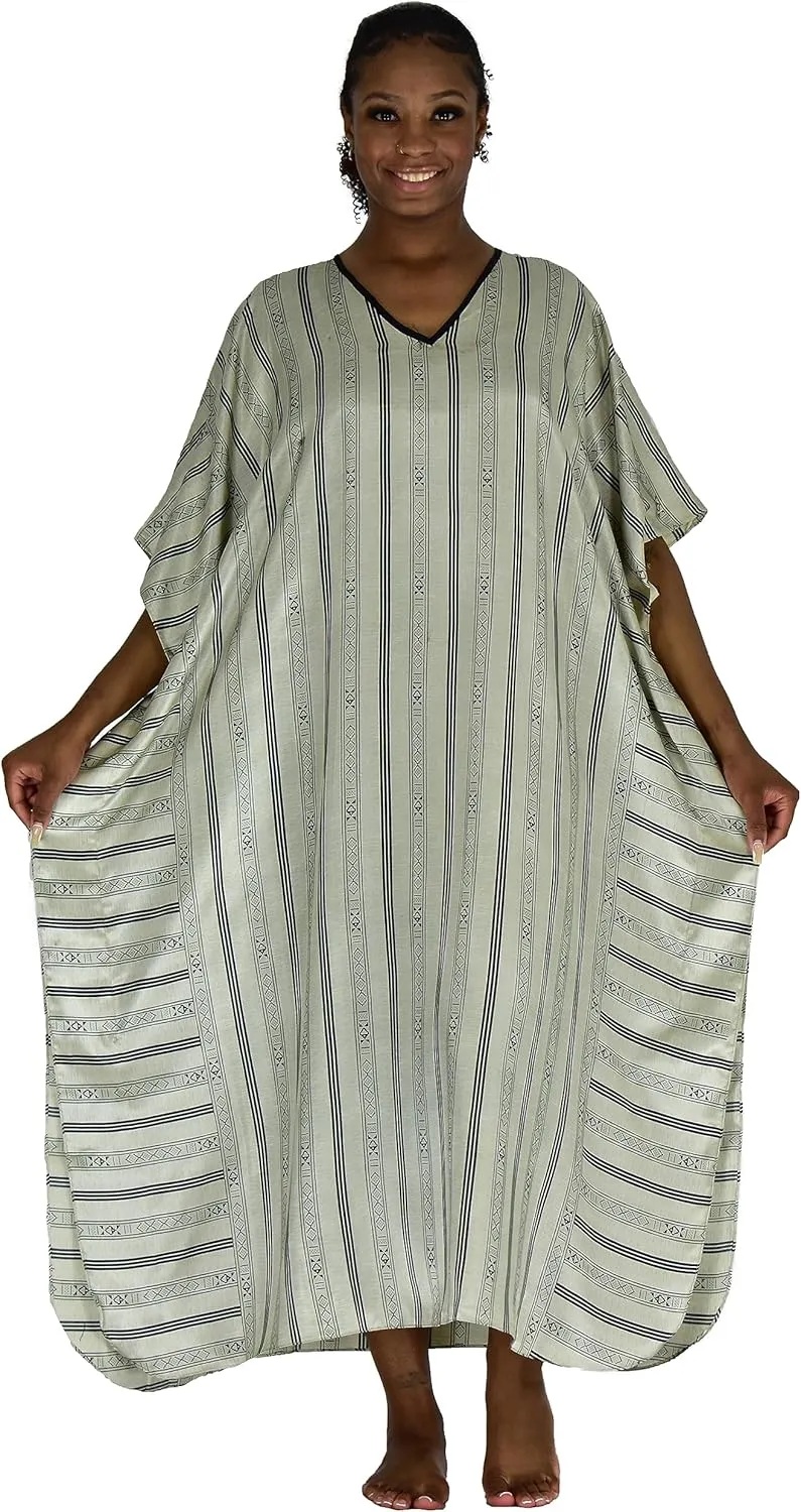 Up2date Fashion Women's Striped Print Caftan, One Size, Style Caf-74
