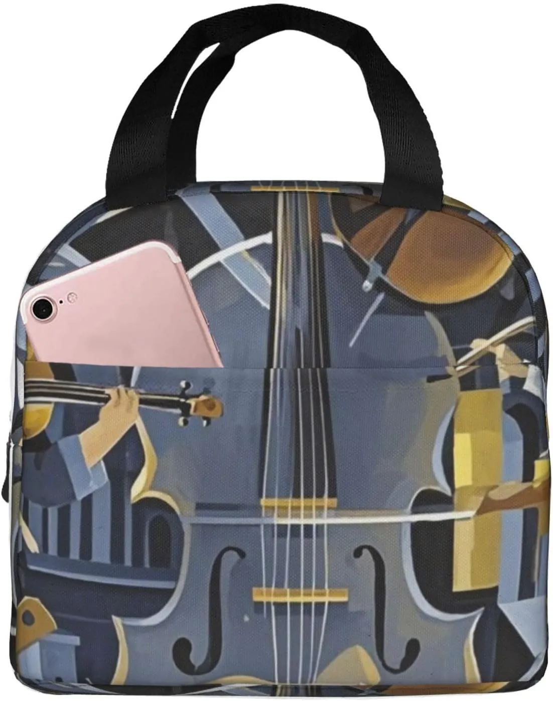 Urban Symphony Print Lunch Bag, Durable Tote Lunch Box Bags, Reusable Insulated Lunch Bag for Work, Picnic, Travel