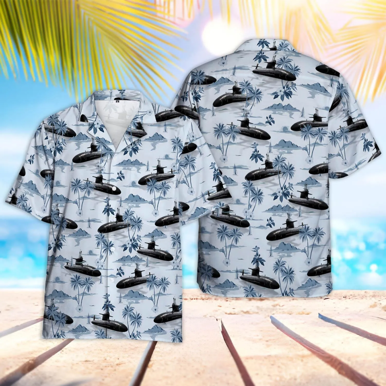 V-DECORPARKS Submarine Veteran Hawaiian Shirt for Men-Navy Submarine Beach Mens Button Up Shirts Short Sleeve (TU-HW_184)