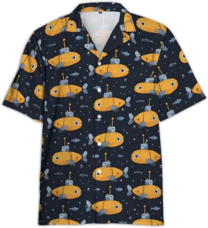 V-DECORPARKS Submarine Veteran Hawaiian Shirt for Men-Navy Submarine Beach Mens Button Up Shirts Short Sleeve (TU-HW_184)