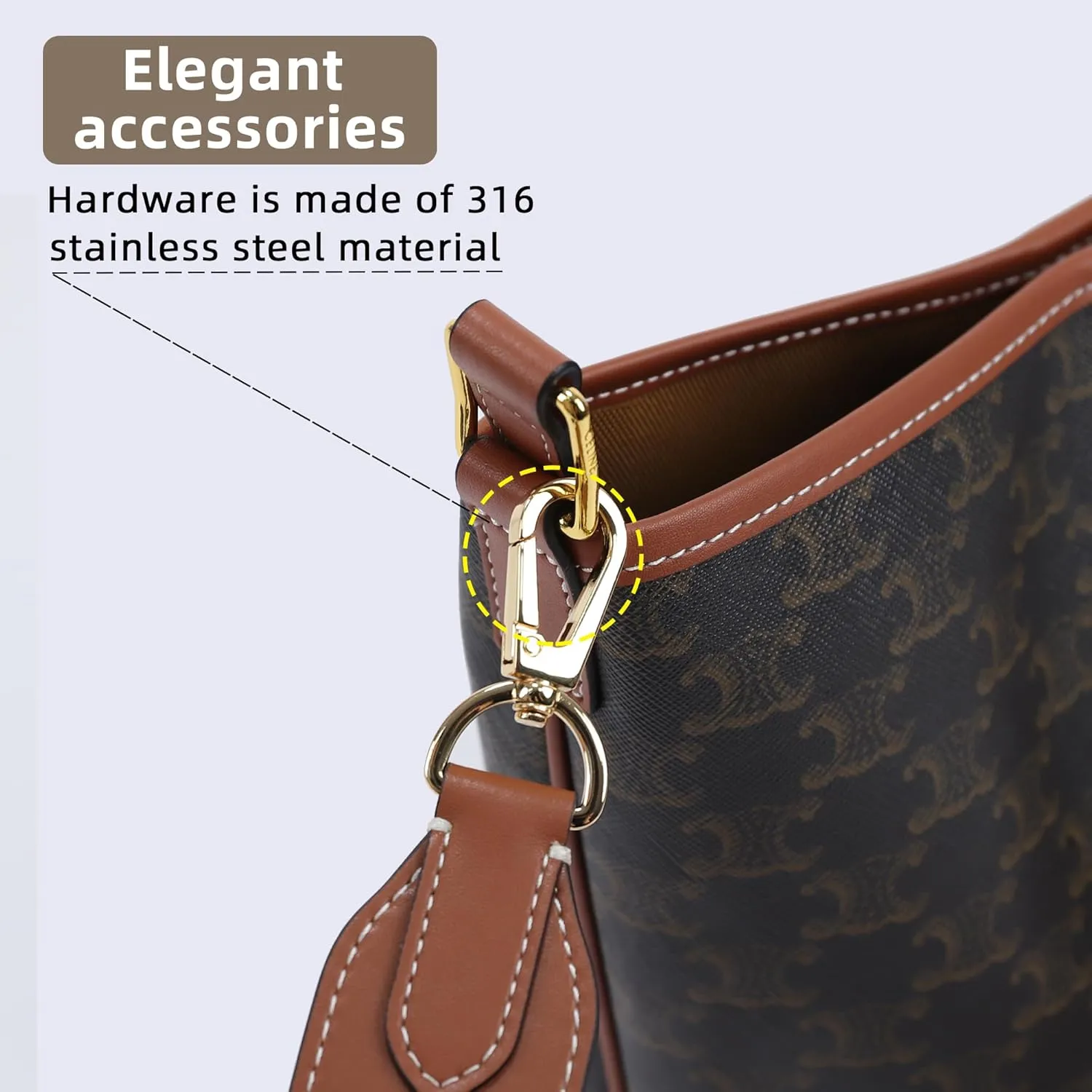 Vachetta Leather Strap for Celin Bucket bag, Multi length Handmade Cowhide Crossbody Purse Strap for Handbag 【1.5inch wide 27.6inch long, Caramel (Caramel thread)】