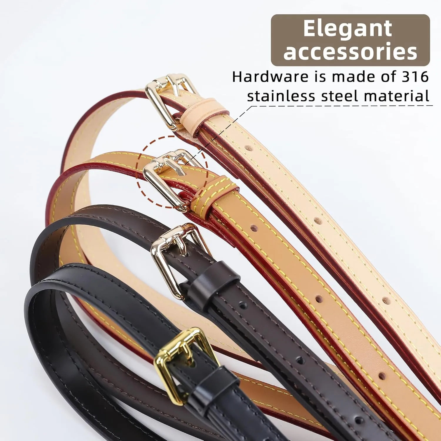 Vachetta Leather Strap for Speedy Bag, Multi Length Handmade Adjustable Cowhide Crossbody Purse Strap for Handbag 【0.7 Inch Wide, Beige】