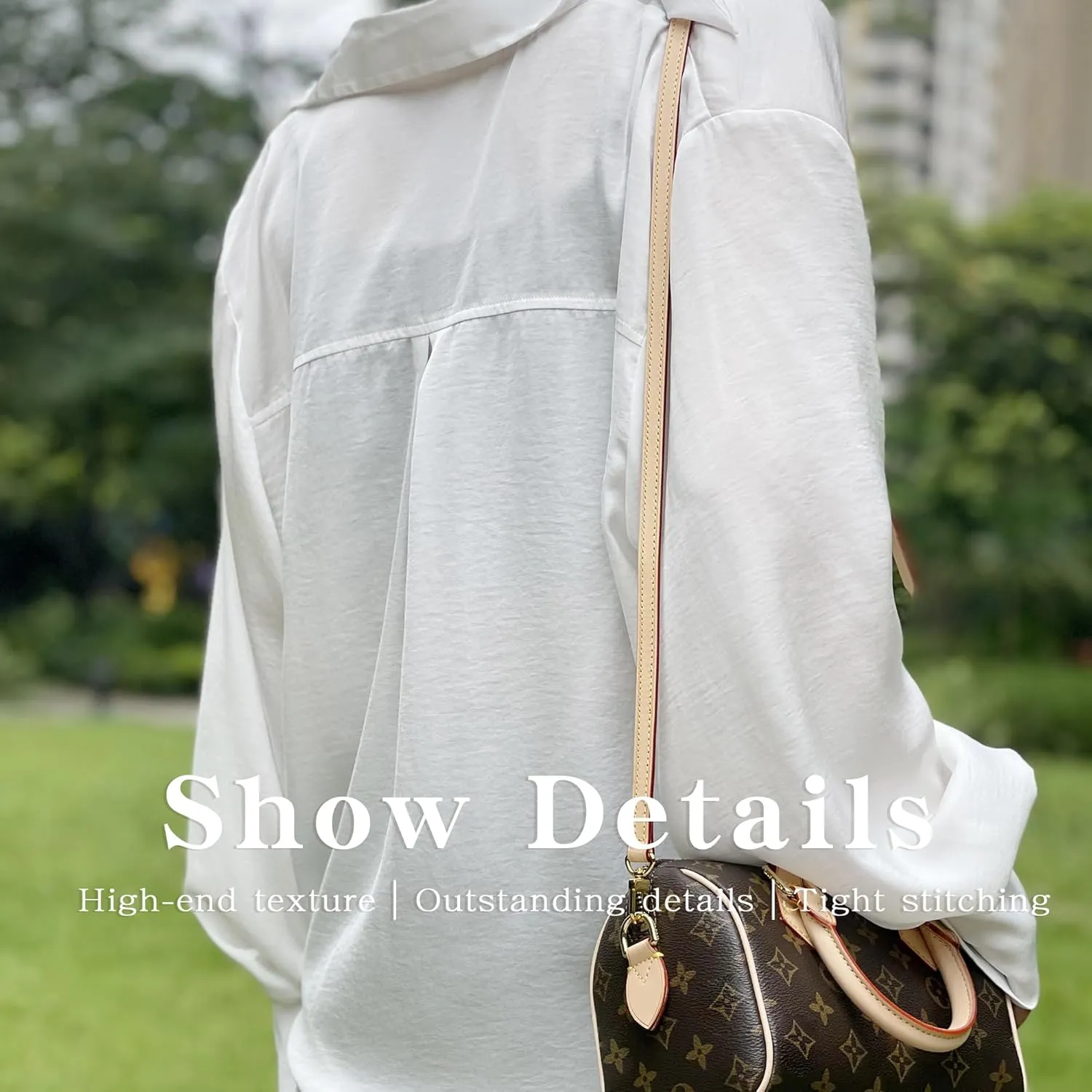 Vachetta Leather Strap for Speedy Bag, Multi Length Handmade Adjustable Cowhide Crossbody Purse Strap for Handbag 【0.7 Inch Wide, Beige】