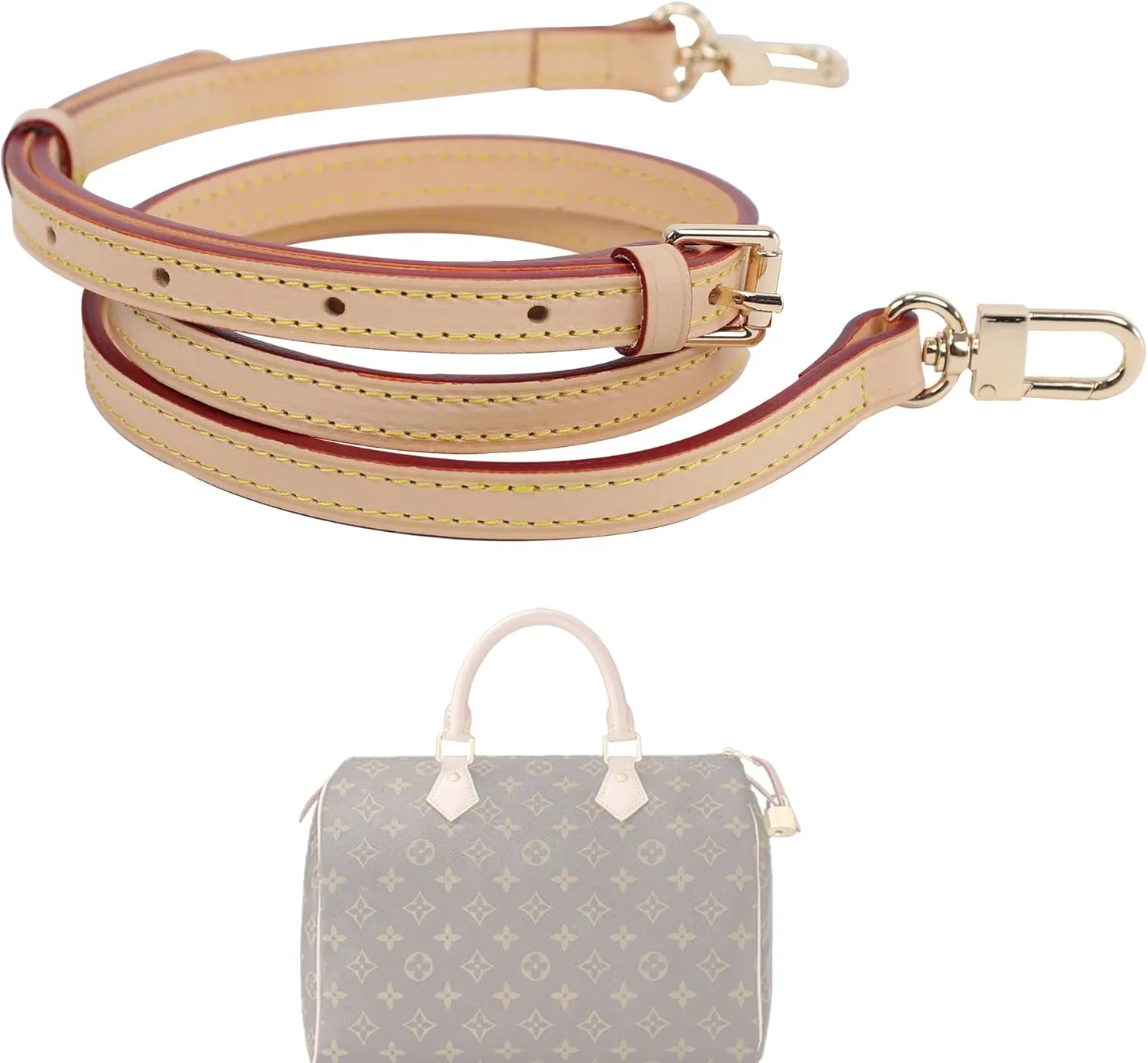 Vachetta Leather Strap for Speedy Bag, Multi Length Handmade Adjustable Cowhide Crossbody Purse Strap for Handbag 【0.7 Inch Wide, Beige】