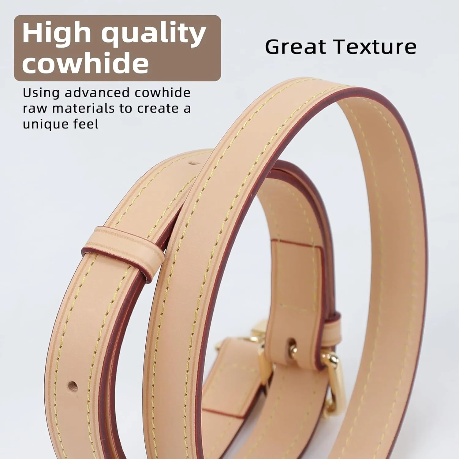Vachetta Leather Strap for Speedy Bag, Multi Length Handmade Adjustable Cowhide Crossbody Purse Strap for Handbag 【0.7 Inch Wide, Beige】
