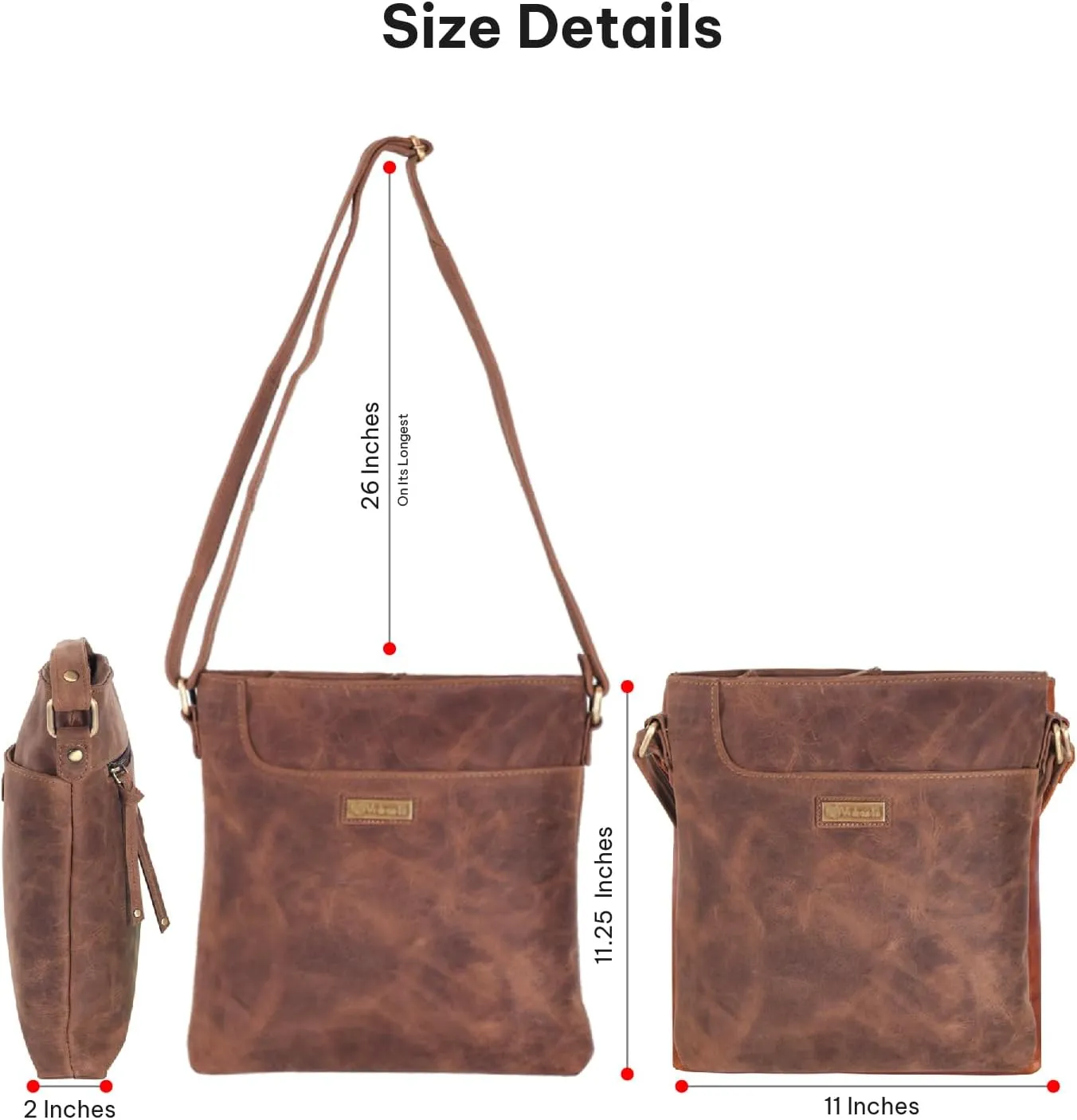 VALENCHI Leather Crossbody Bags for Women - Women's Crossbody Handbags - Trendy Leather Purse for Women - Ladies Sling Bag