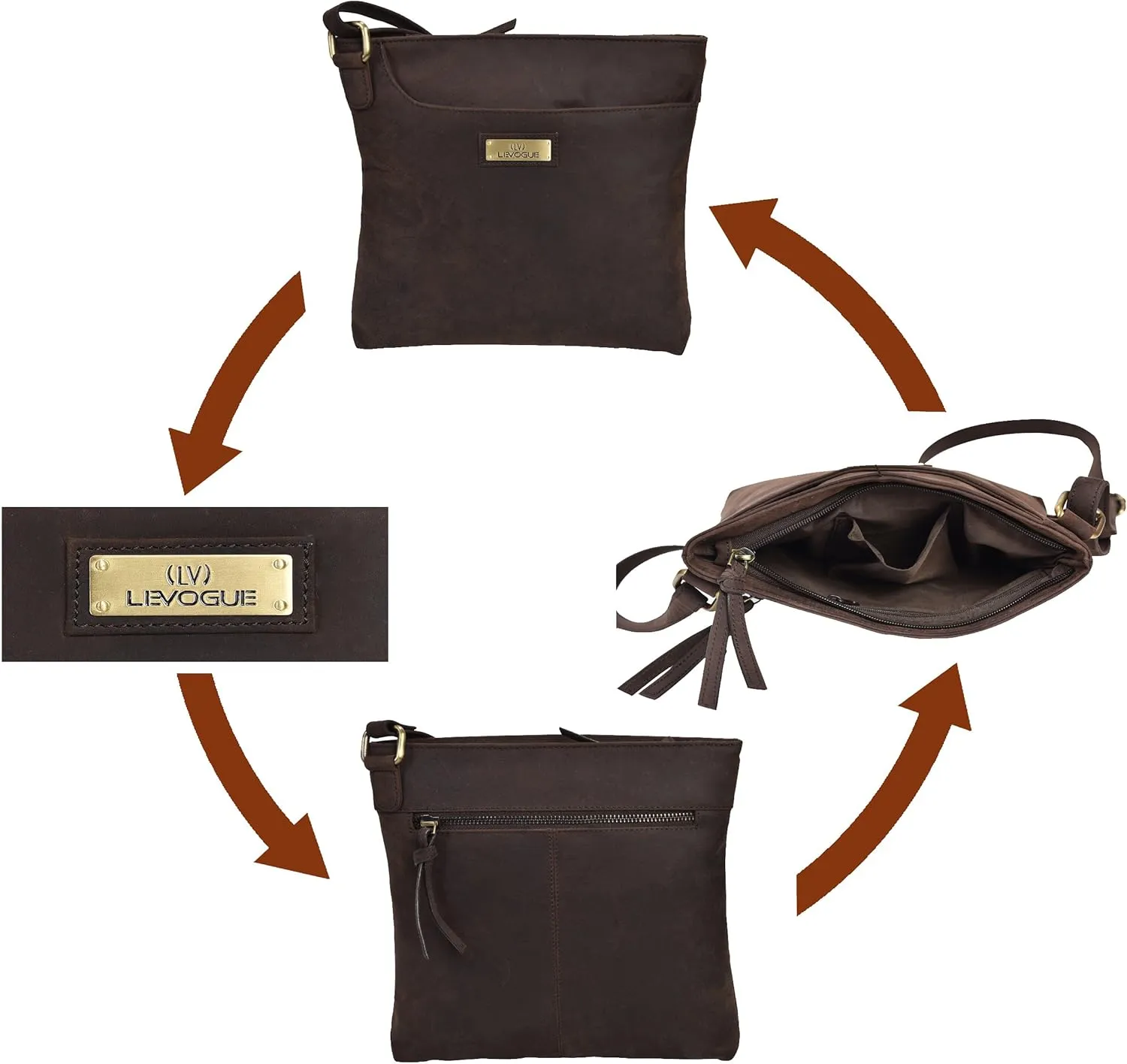 VALENCHI Leather Crossbody Bags for Women - Women's Crossbody Handbags - Trendy Leather Purse for Women - Ladies Sling Bag
