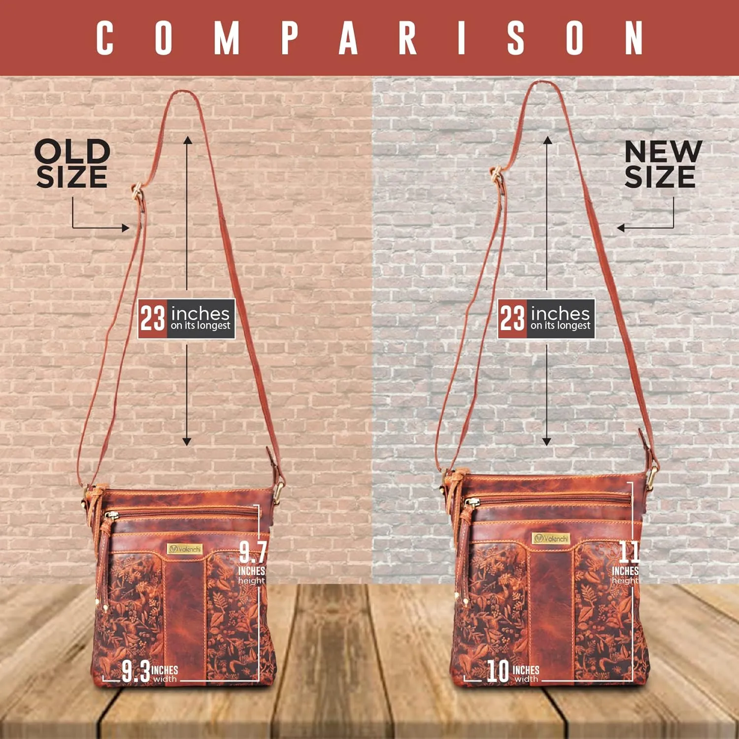 VALENCHI Leather Crossbody Bags for Women - Women's Crossbody Handbags - Trendy Leather Purse for Women - Ladies Sling Bag