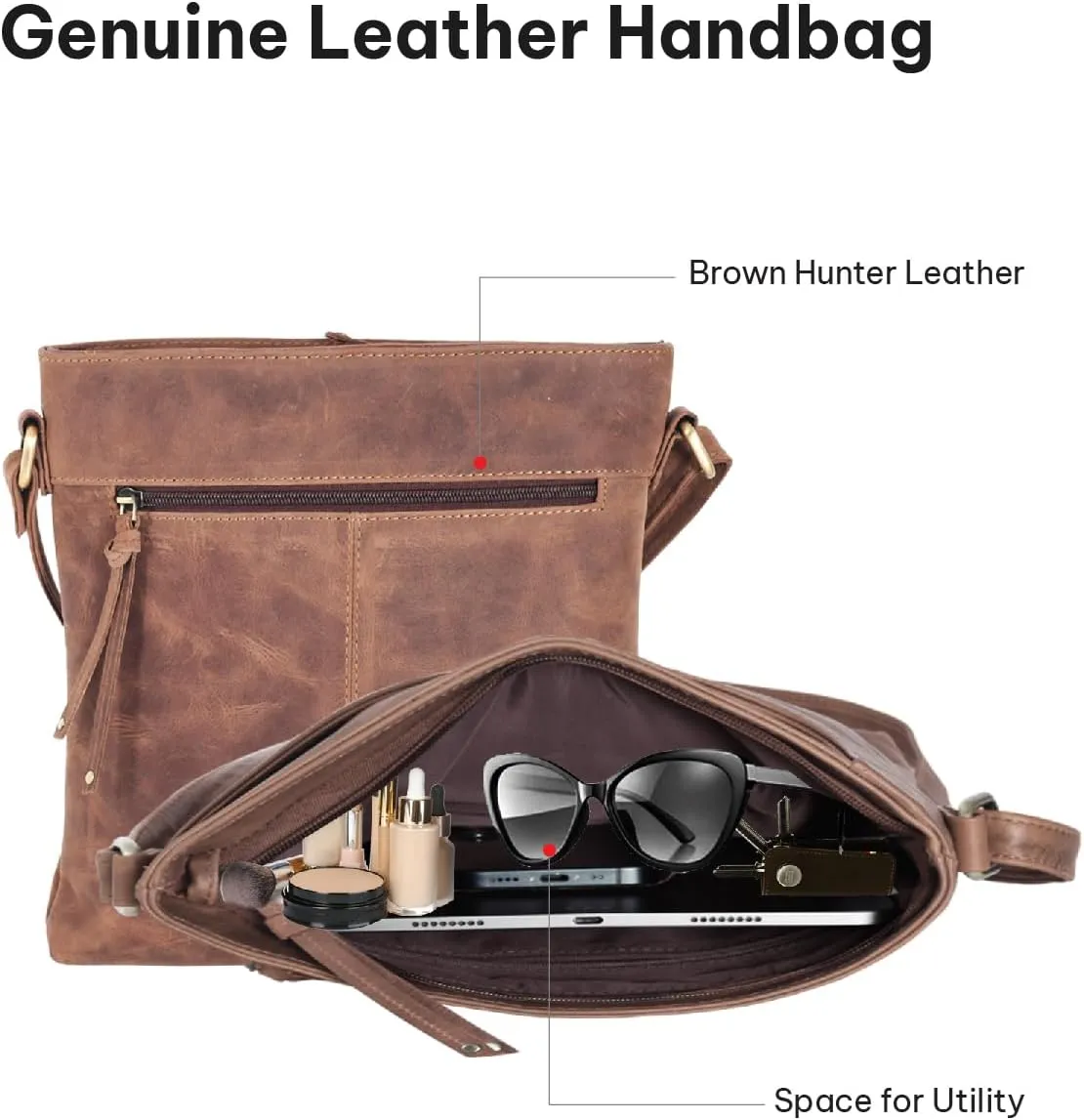 VALENCHI Leather Crossbody Bags for Women - Women's Crossbody Handbags - Trendy Leather Purse for Women - Ladies Sling Bag