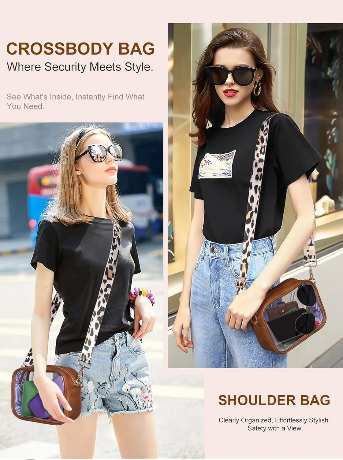 Vangue Clear Purse for Women Stadium Approved, Clear Crossbody Bag with Adjutable Strap, Transparent Bag for Sports Concert
