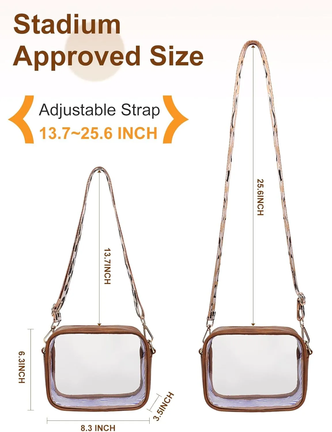 Vangue Clear Purse for Women Stadium Approved, Clear Crossbody Bag with Adjutable Strap, Transparent Bag for Sports Concert