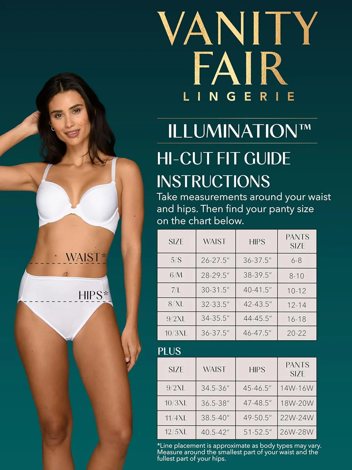 Vanity Fair Women's Illumination Hi Cut Panties, Silky Stretch & Satin Trim
