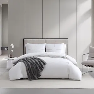 Vera Wang- King Duvet Cover Set, Soft Bedding Set with Matching Shams, Chic Room Essentials (Zig Zag White/Grey, King)