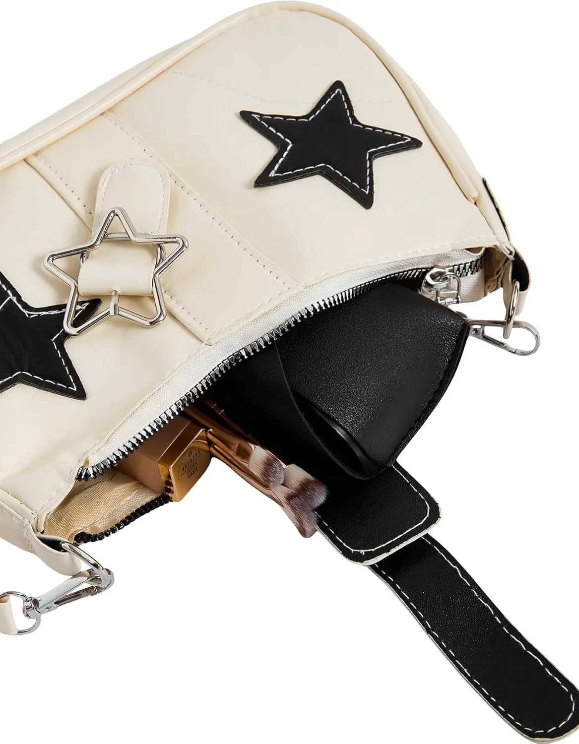 Verdusa Women's Y2K Punk Shoulder Handbags Star Pattern PU Leather Underarm Bag