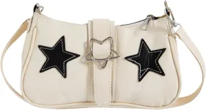Verdusa Women's Y2K Punk Shoulder Handbags Star Pattern PU Leather Underarm Bag