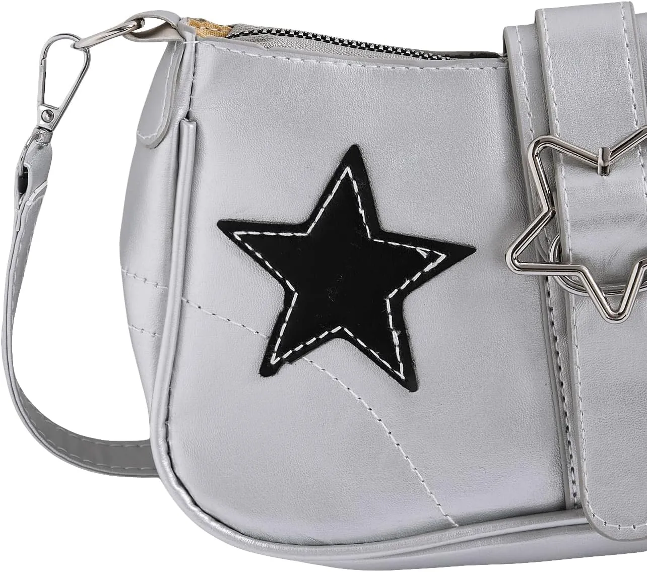 Verdusa Women's Y2K Punk Shoulder Handbags Star Pattern PU Leather Underarm Bag