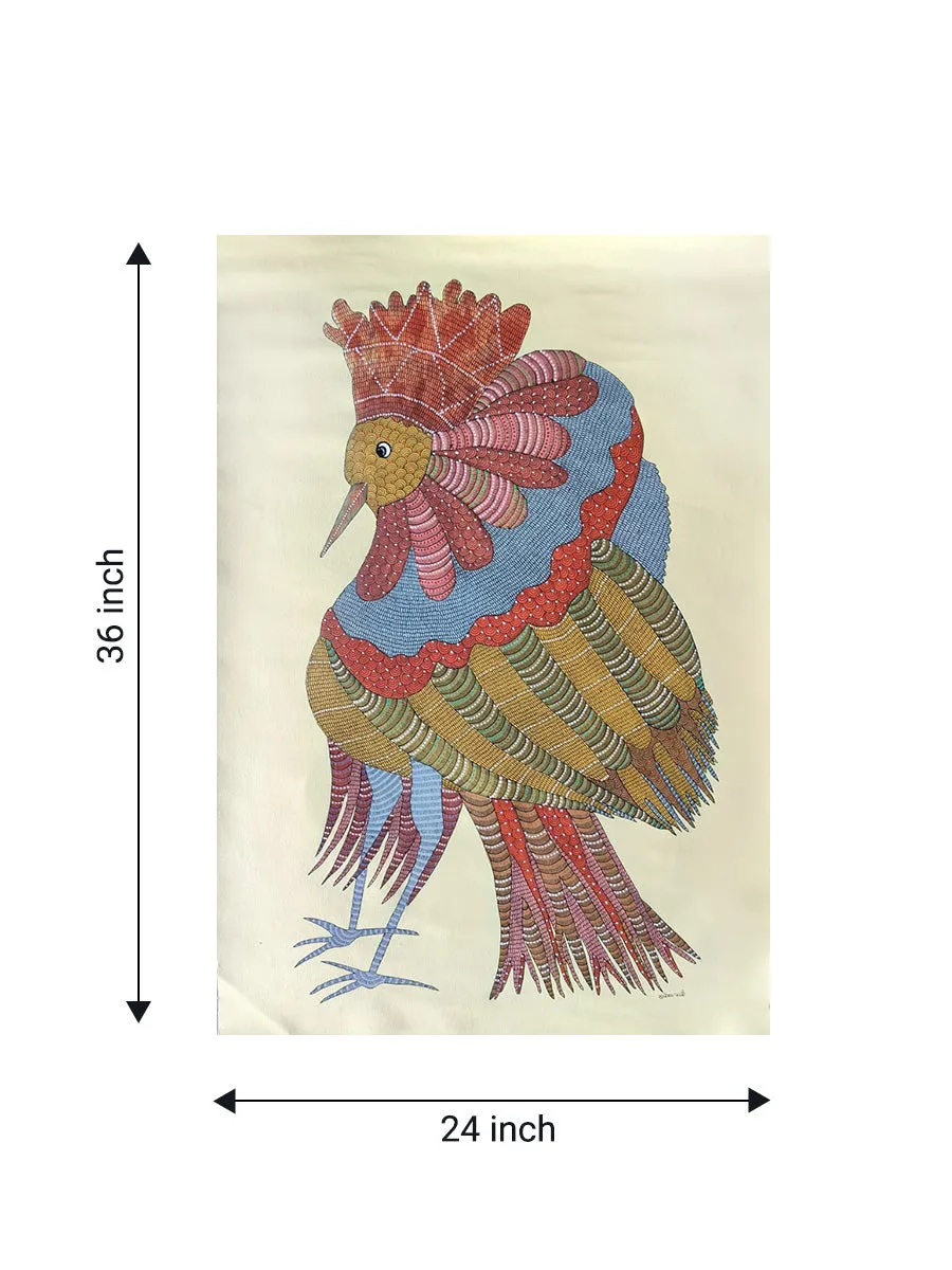 Vibrant bird in Gond by Sukhiram Maravi