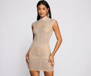 Vicky Heat Stone Charming Mesh Mini Dress