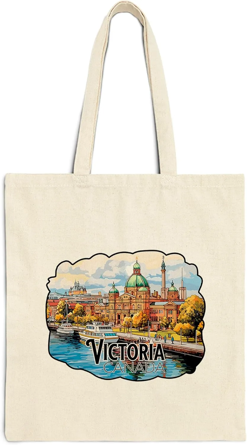 Victoria British Columbia Canada Cotton Tote Bag for Women Men Casual Tote Bag Cloth Canvas Shopping Bags with Handles Cute Bags Everyday Use 15" x 16" Aesthetic Gift ID44997