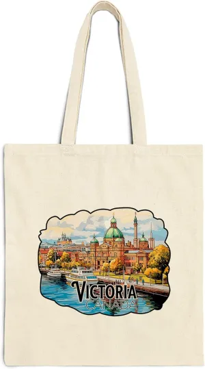 Victoria British Columbia Canada Cotton Tote Bag for Women Men Casual Tote Bag Cloth Canvas Shopping Bags with Handles Cute Bags Everyday Use 15" x 16" Aesthetic Gift ID44997