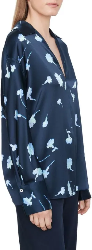 Vince Women's Sea Carnation Shaped Collar Long Sleeve Pull Over