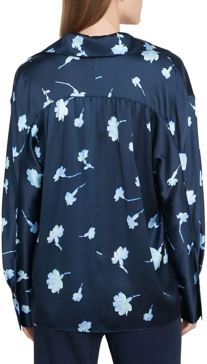 Vince Women's Sea Carnation Shaped Collar Long Sleeve Pull Over
