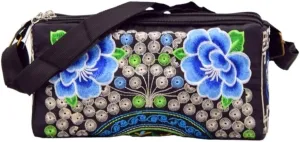 Vintage Ethnic Style Canvas Embroidered Crossbody Bag Inspired Shoulder Purse For Mobile Phones And Coins