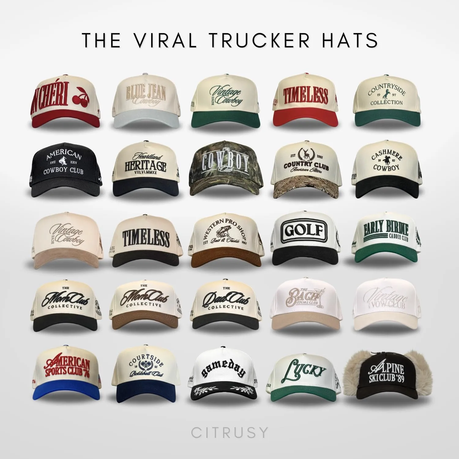Vintage Western Trucker Hat | Men & Women | Country Cute Caps for Cowgirls Cowboys | Camo Denim Embroidered Cotton | Snapback