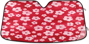 Vivid Flowers Red Windshield Sunshade Foldable Car Auto Front Window Sun Shade Accordion for for Truck SUV Keep Vehicle Cool 57 x 31.5 Inch