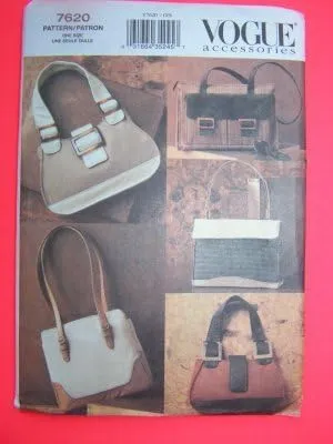 Vogue Sewing Pattern 7620 Accessories Purse Hangbag Tote Bag Shoulder Purses
