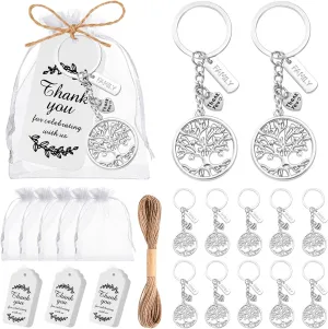 VZCBZC 50Pack Family Reunion Favors Family Tree Keychain with Gift Bags and Thank You Card for Family Souvenir Gifts