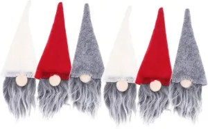 Wakauto 6pcs Christmas Hat Wine Bottle Set Bottle Sleeve Wine Topper Xmas Wine Bottle Covers Holiday Wine Bags Christmas Wine Bottle Cover Christmas Wine Caps Burlap Drink Non-woven Fabric