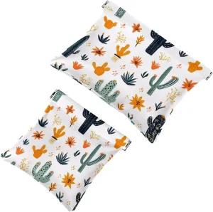 Western Themed Cactus Cowboy Boho Seamless Pattern Pocket Cosmetic Bag, Waterproof Squeeze Makeup Bag No Zipper Self-Closing, Portable Mini Travel Storage for Headphones Jewelry