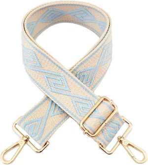 Wide Diamond Pattern Purse Bag Strap Replacement Adjustable Crossbody Handbag Purse Strap Handbag Strap Extender (Blue)