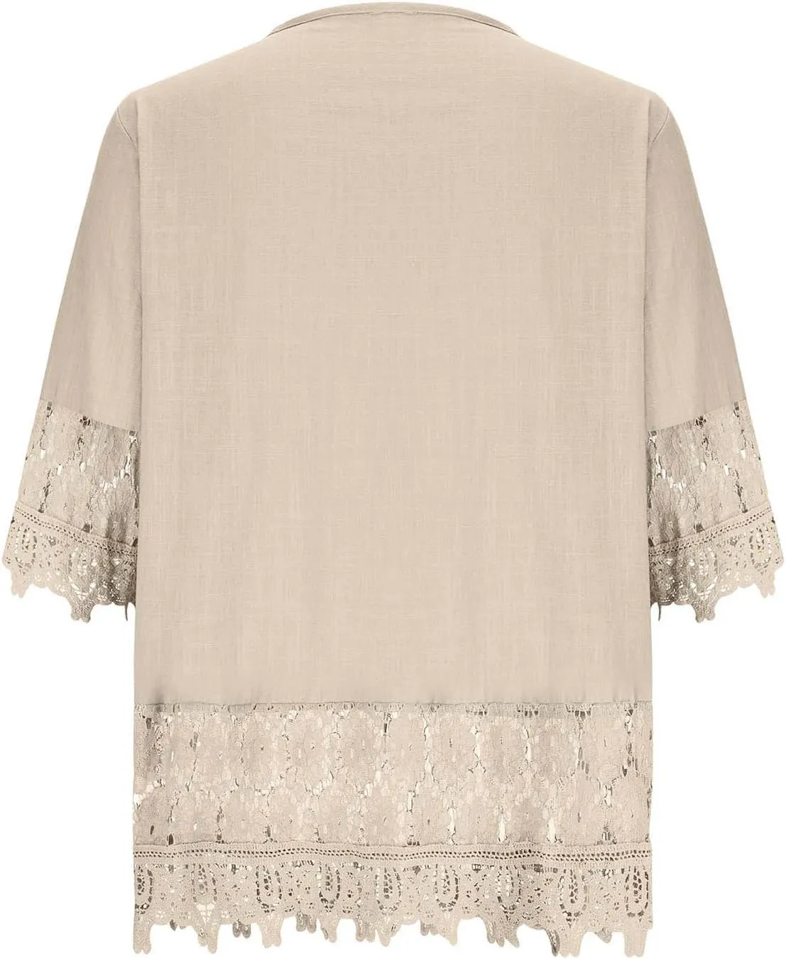 Women Cotton Linen Embroidered Tops Loose Fit Tunic 3/4 Sleeve Summer Blouse Shirts Boho Peasant Trendy Clothes 2024