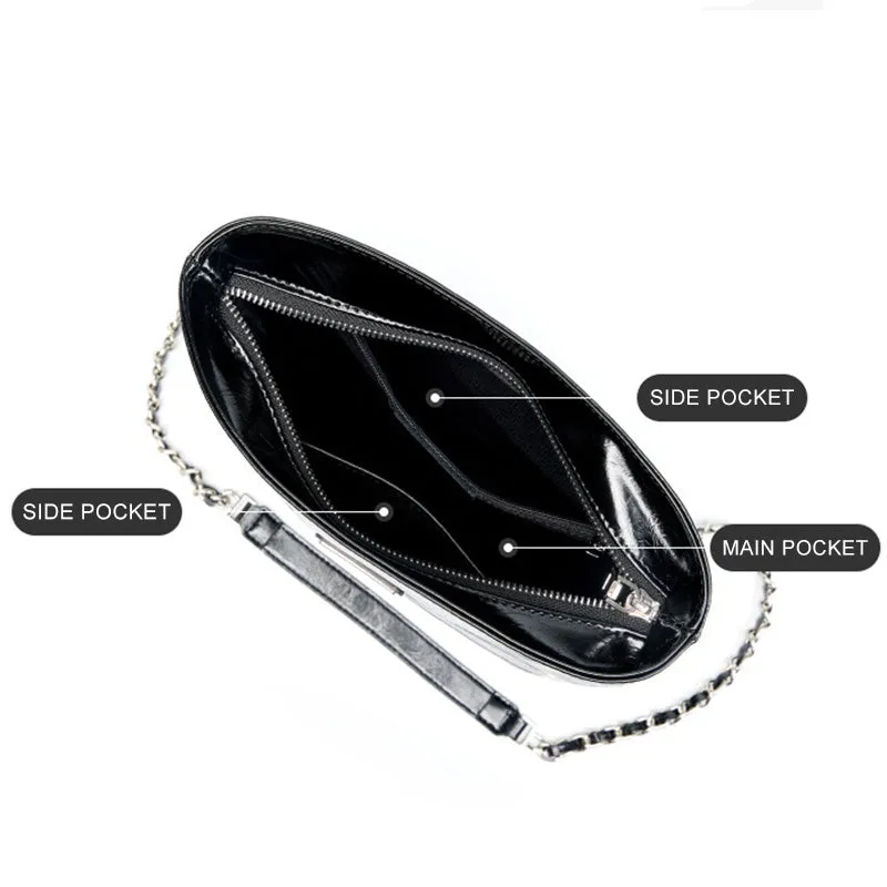 Women Fashion Glossy Leather Soft Cross Body Bag