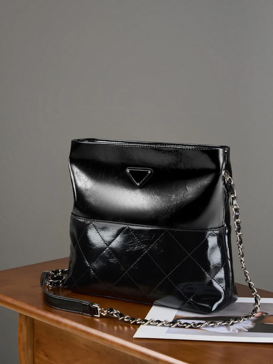Women Fashion Glossy Leather Soft Cross Body Bag
