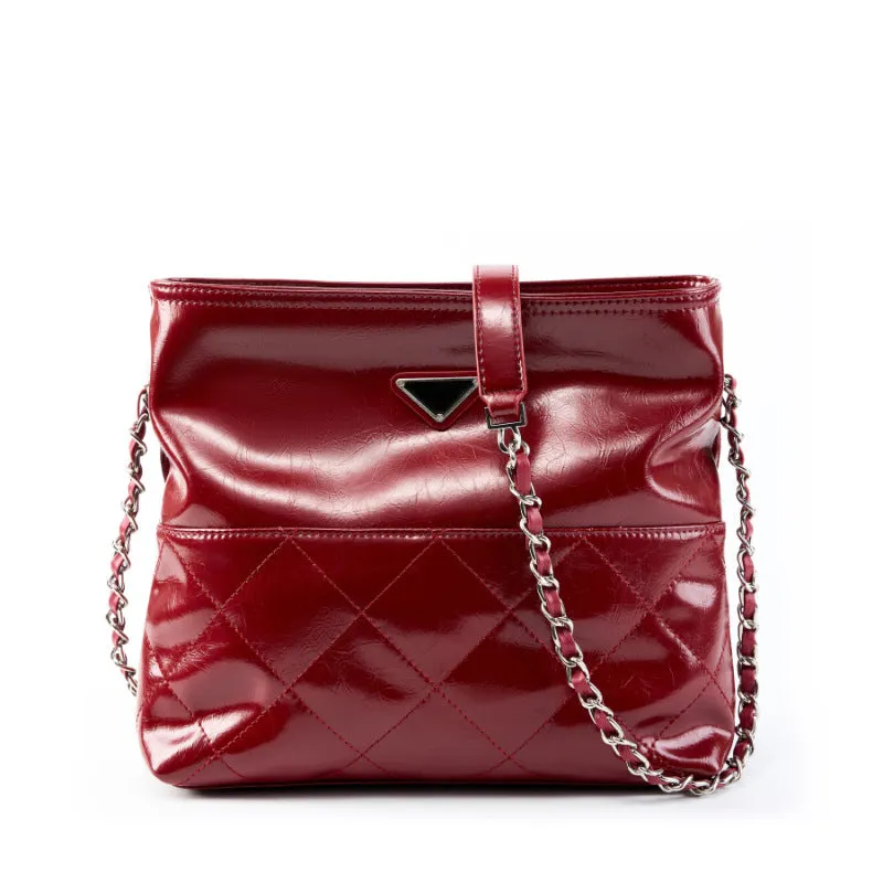 Women Fashion Glossy Leather Soft Cross Body Bag