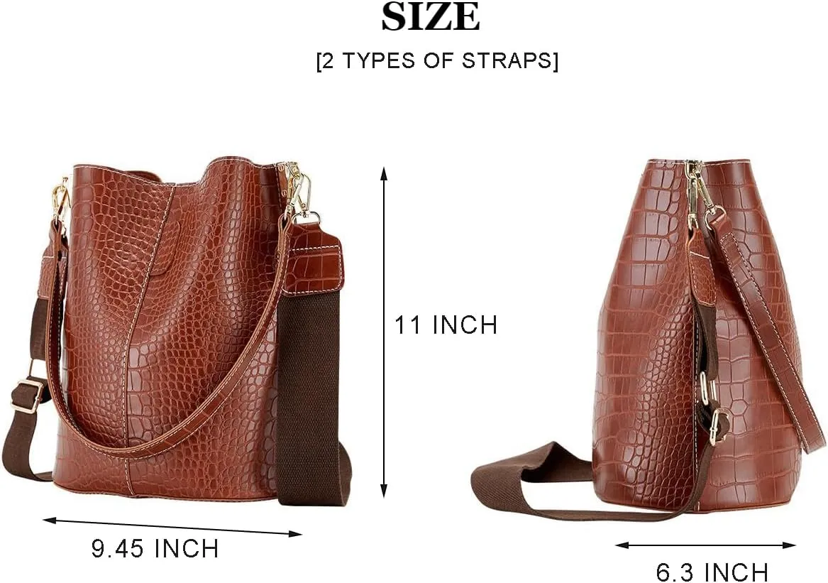 Women Hobo Shoulder Bag, Crocodile Pattern Handbags Large Capacity Crossbody Bag