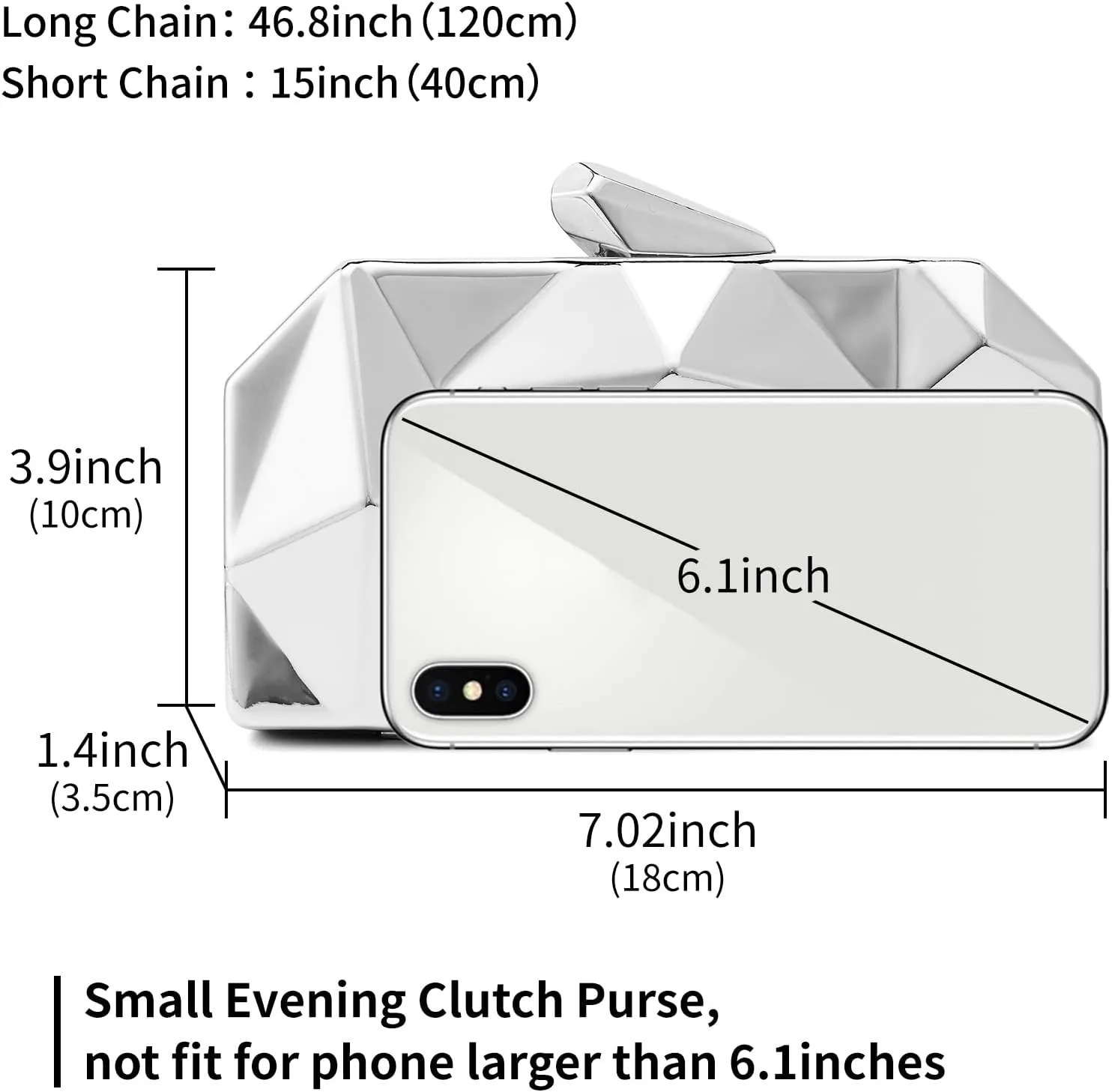Women Lattice Pattern Metal Evening Clutch Bag,Geometric Evening Clutch Purse Handbag With Chain Strap
