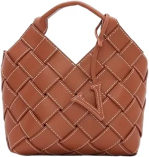 Women Leather Woven Bag Lychee Pattern Versatile Large Capacity Party Evening Crossbody Bag