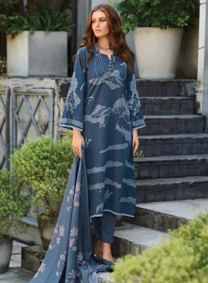 Women Pure Cotton Blue Unstitched Suit Material with Muslin Dupatta