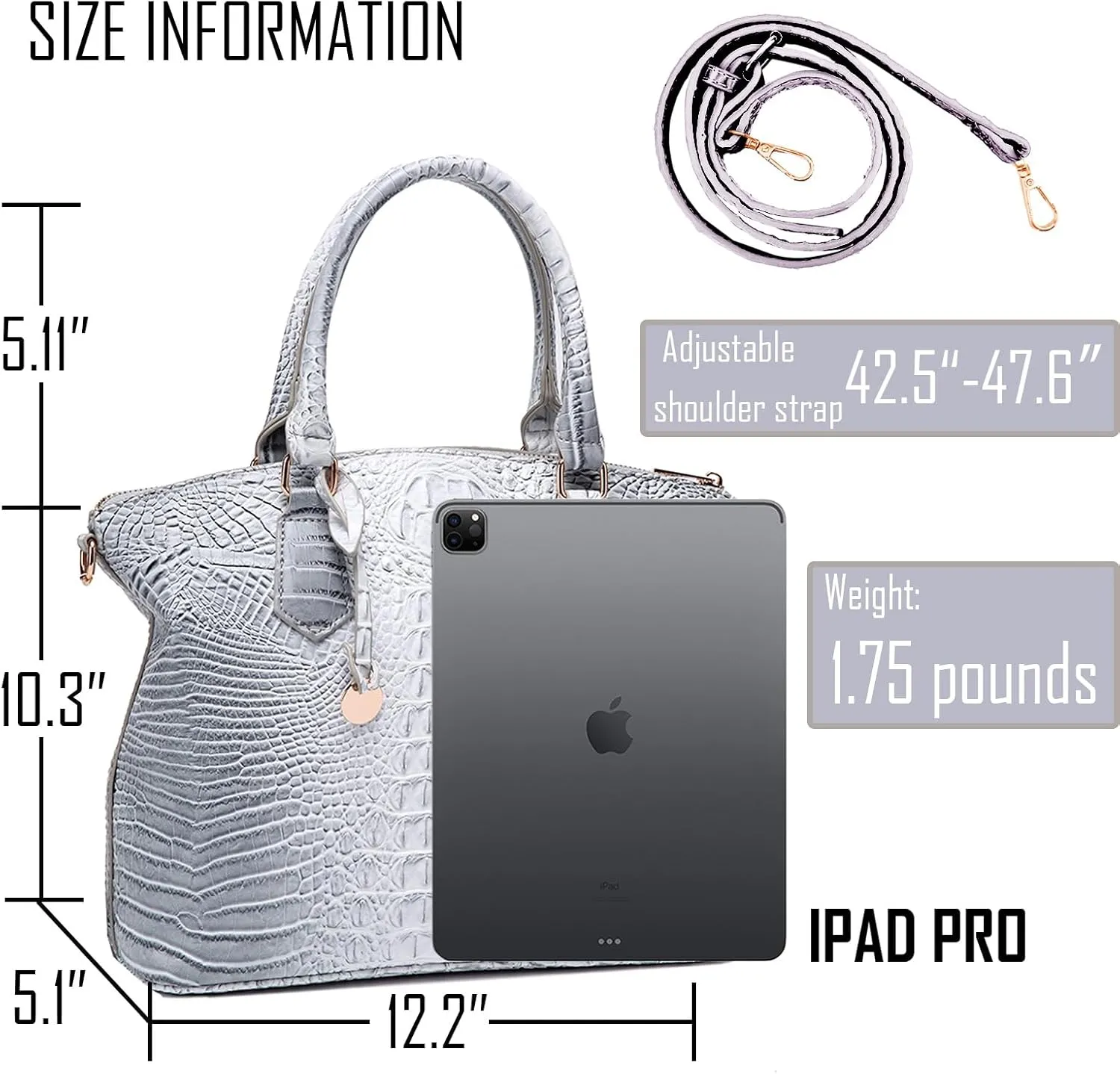 Women Purse Satchel Bag Long Crossbody Classy Tote Bag Top Handle Vegan Leather Ladies Handbags Embossed Pattern