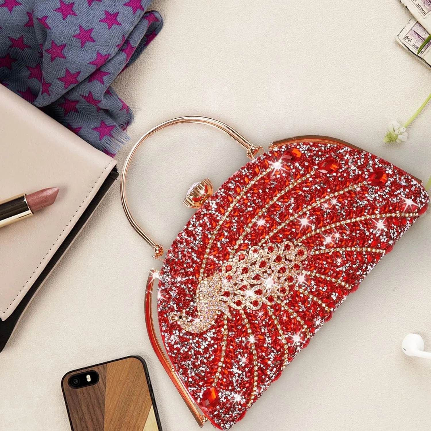 Women Rhinestone Evening Clutch Purses Diamond Handbag Weddings Formal Bag Party Sparkly Crystal Purse