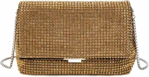 Women Rhinestone Evening Shoulder Bag WOC Crystal Clutch with Detachable Strap Sparkling Purse for Wedding Party