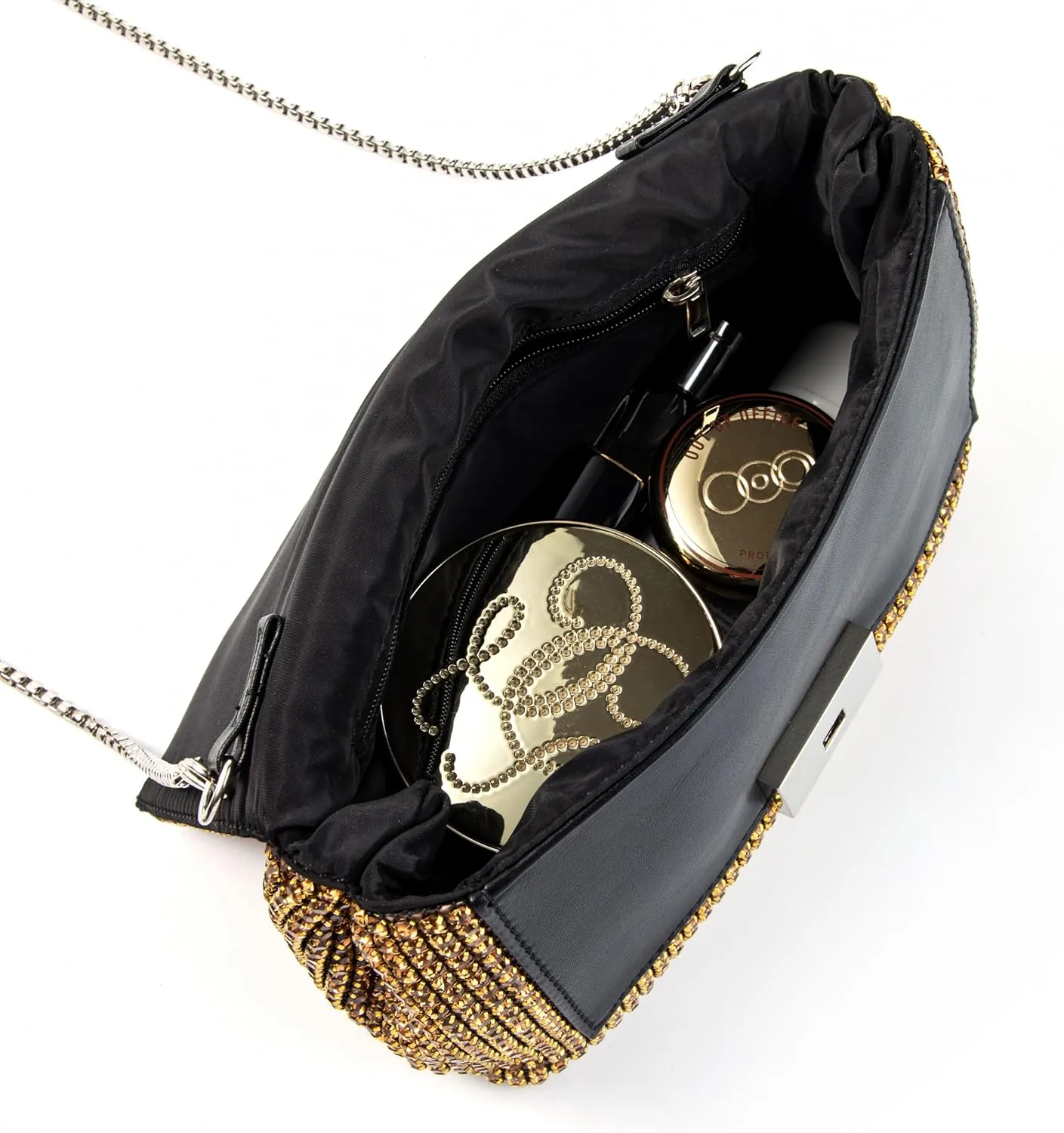Women Rhinestone Evening Shoulder Bag WOC Crystal Clutch with Detachable Strap Sparkling Purse for Wedding Party