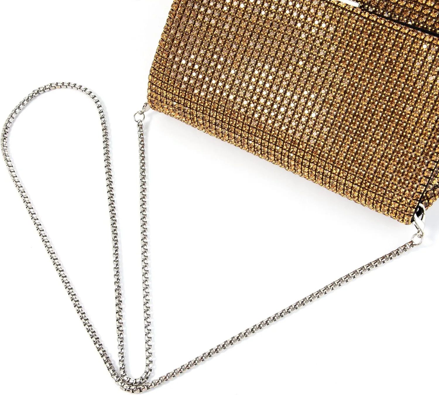 Women Rhinestone Evening Shoulder Bag WOC Crystal Clutch with Detachable Strap Sparkling Purse for Wedding Party