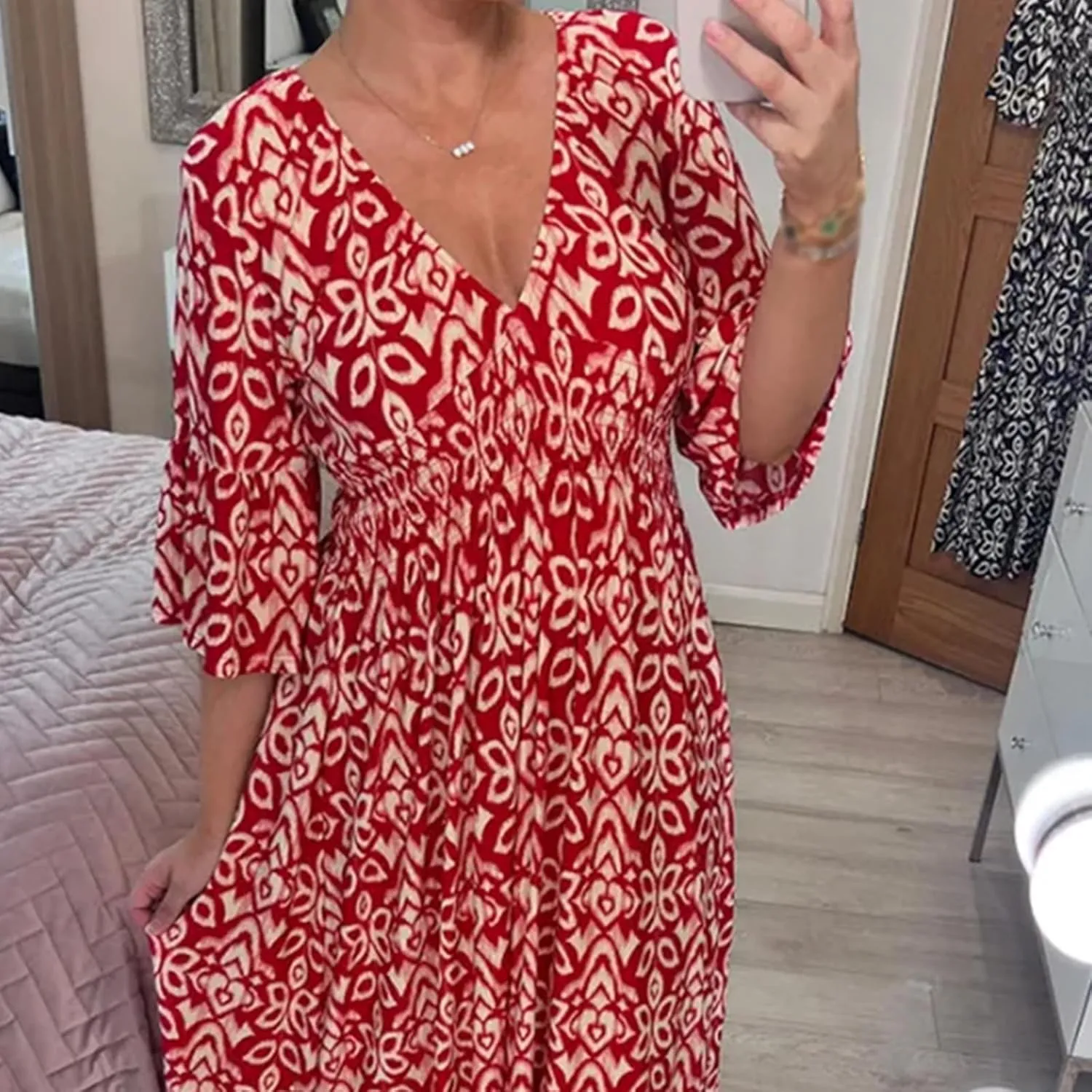 Women Summer Print Maxi Wrap Plus Size A Line Long Beach Dress, V-Neck Floral Dress