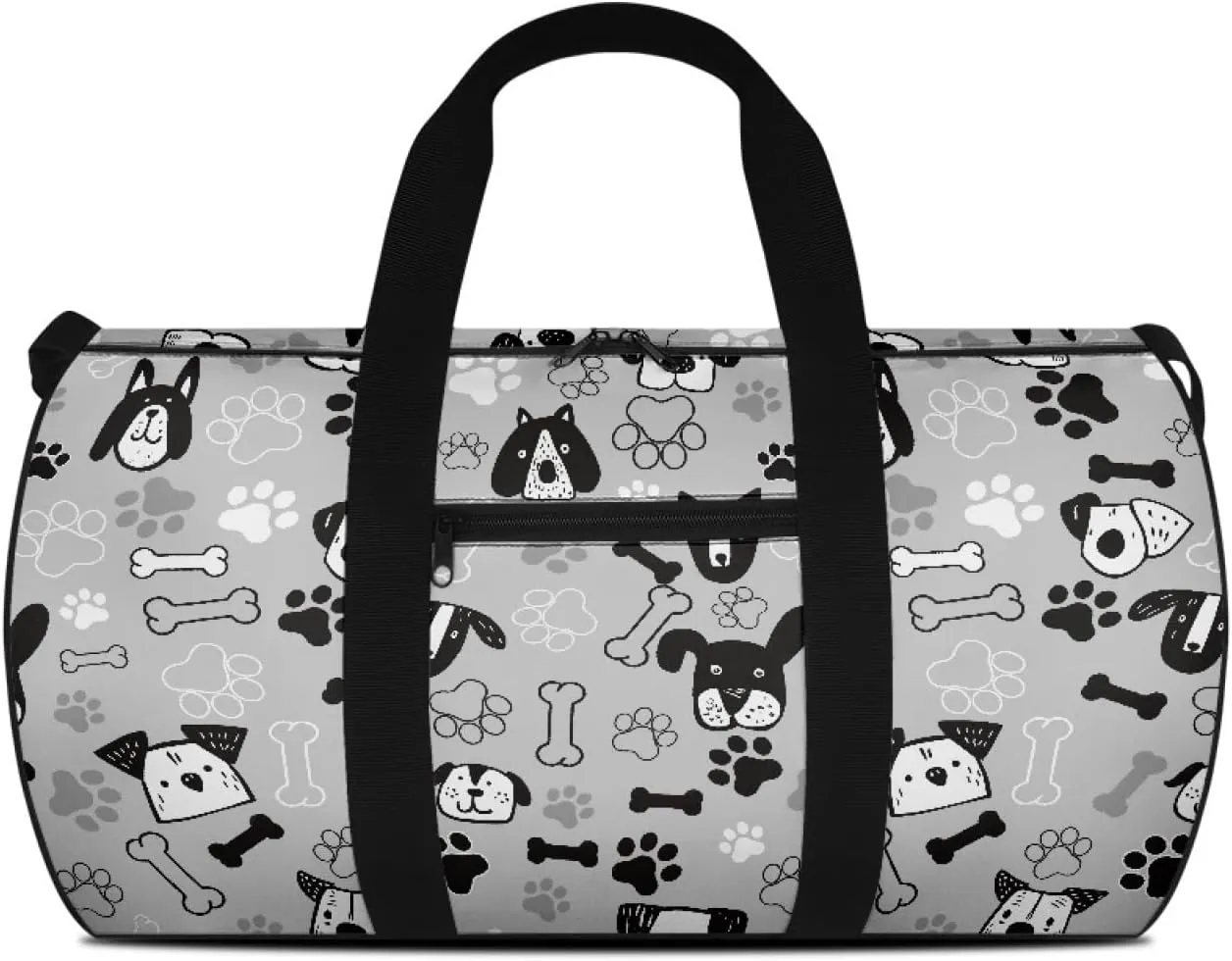 Women Travel Bag Cartoon Dog Duffle Bag for Men Portable Carry On Bag,Dog Paw Print Luggage Bag for Woman Ladies Large Storage Overnight Bag for Man Gentlemen