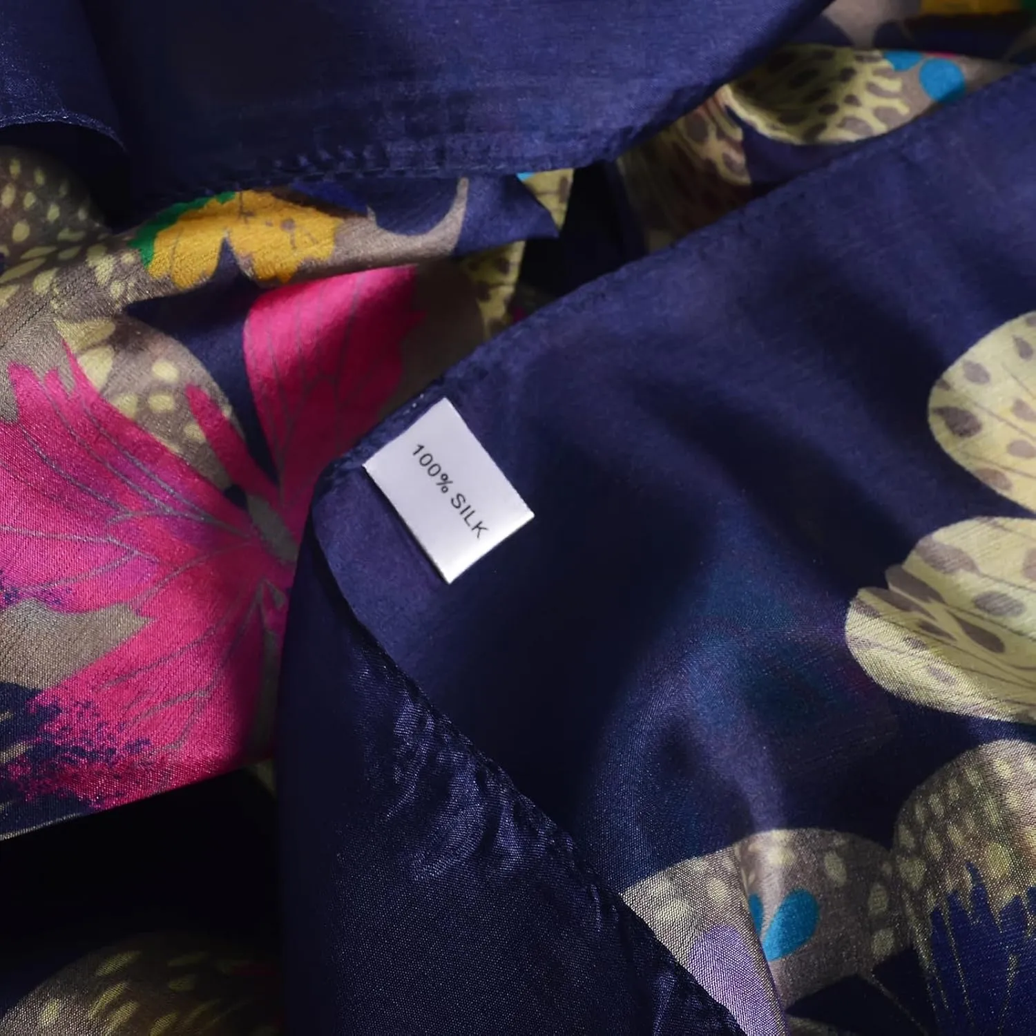Women's 100% Mulberry Silk Long Scarf-Floral Print Lightweight Scarves-Oblong Summer Travel Sunscreen Shawl 69" x 43"